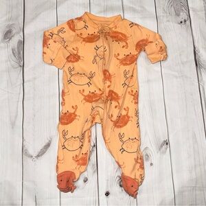 Orange Crab Footed Pajamas - Baby Size 6 months